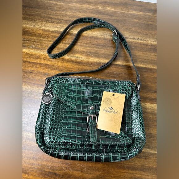 NWT Patricia Nash Emerald 10th Anniversary Crossbody Bag Croc Leather Top-Zip - Picture 1 of 9